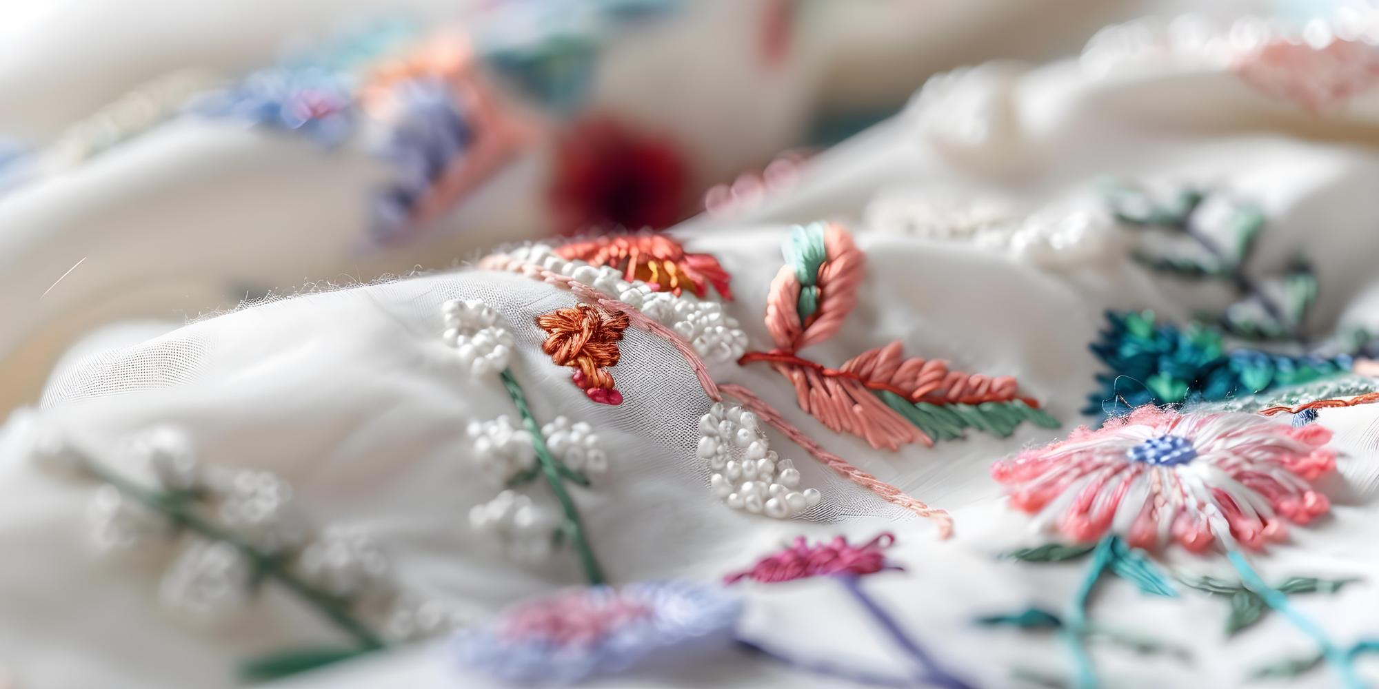 detail: floral stitch on cotton